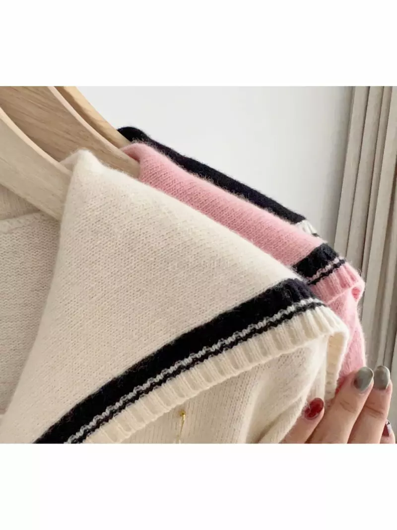 After Glow - Korean Women Fashion - #womensfashion - Cash Sailor Knit Tee - 2