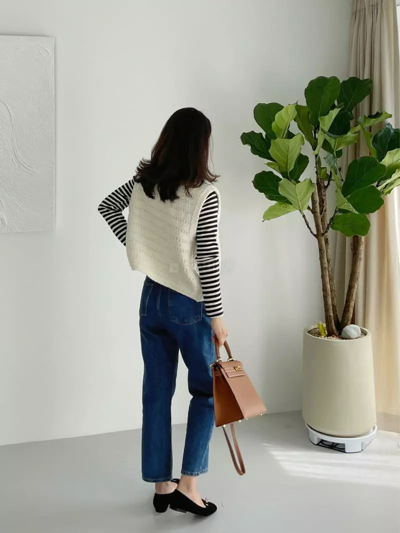 After Glow - Korean Women Fashion - #womensfashion - U A Stripes Tee - 7