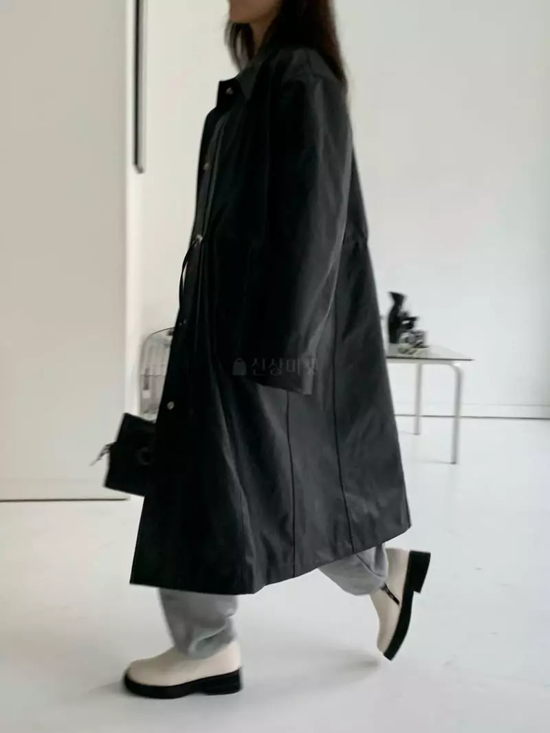 Alike - Korean Women Fashion - #momslook - Leather Long Coat - 6