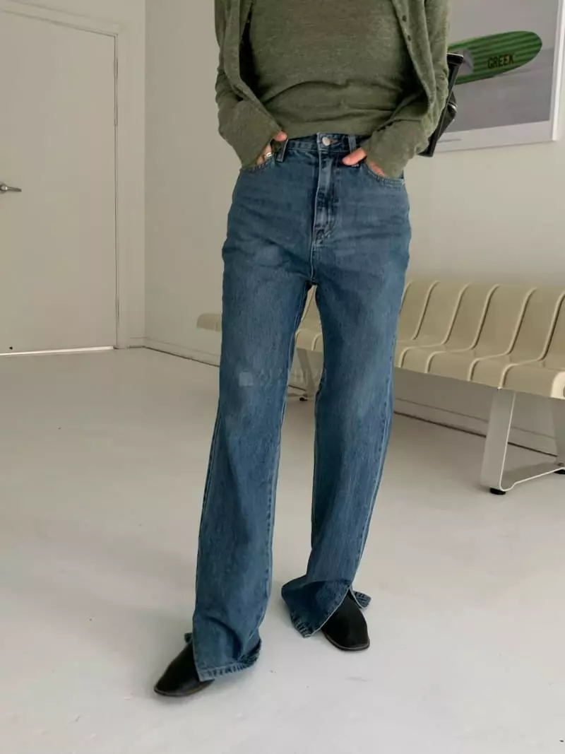 Alike - Korean Women Fashion - #momslook - Slit Long Jeans - 3