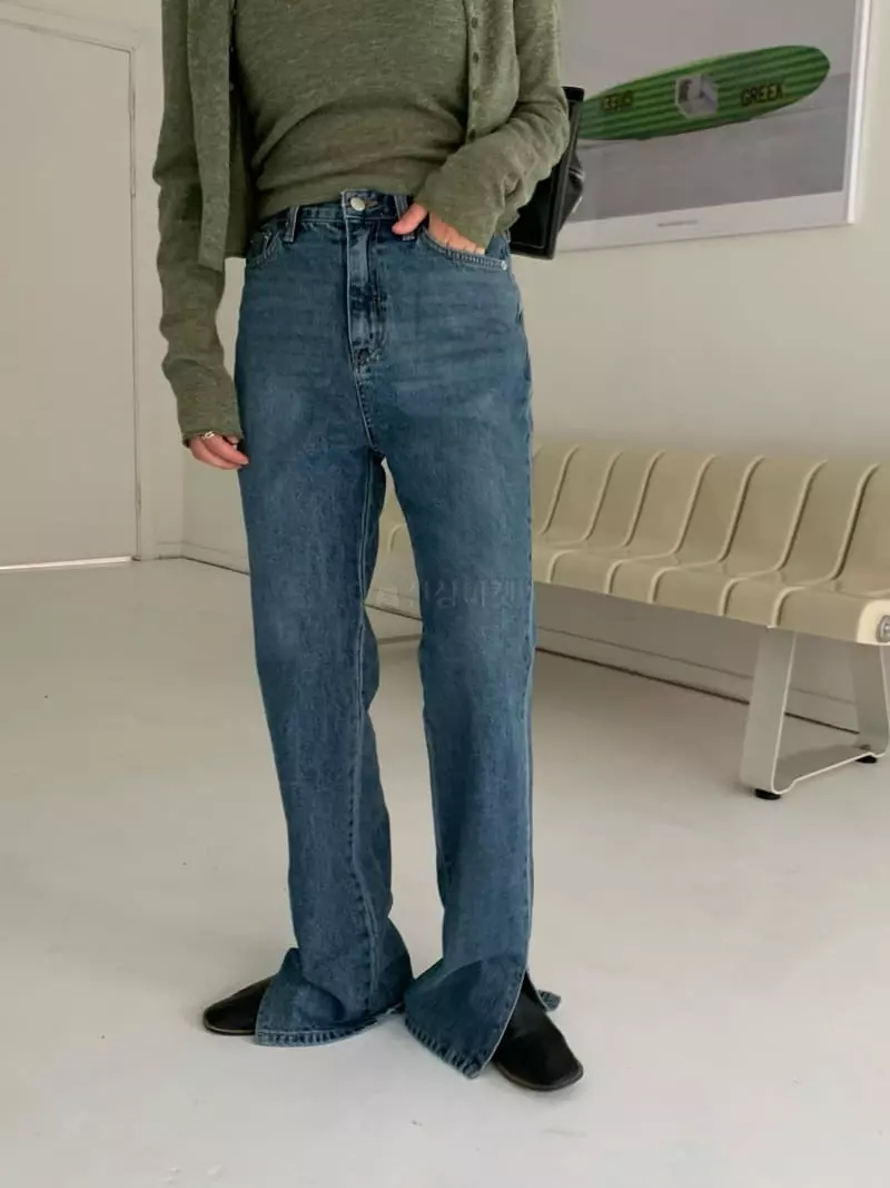 Alike - Korean Women Fashion - #momslook - Slit Long Jeans - 5
