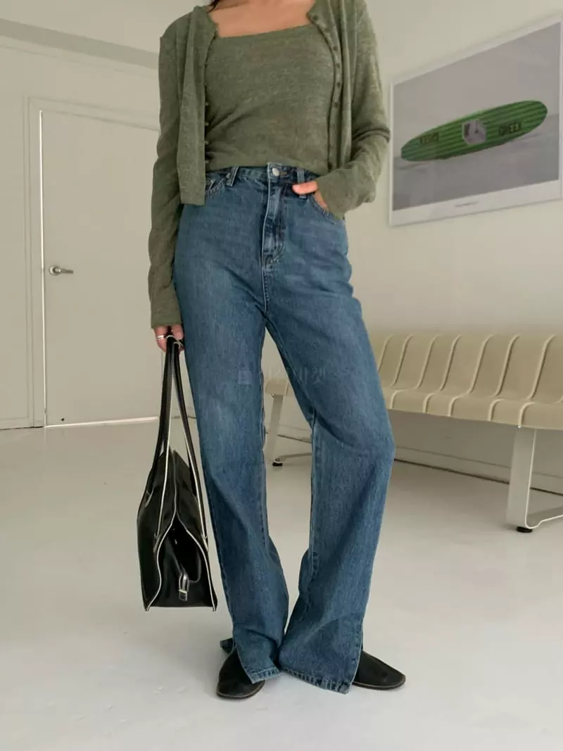 Alike - Korean Women Fashion - #momslook - Slit Long Jeans - 9