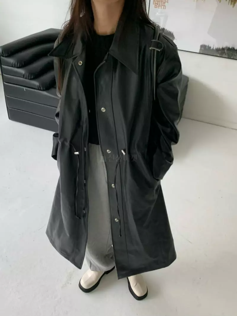 Alike - Korean Women Fashion - #thelittlethings - Leather Long Coat