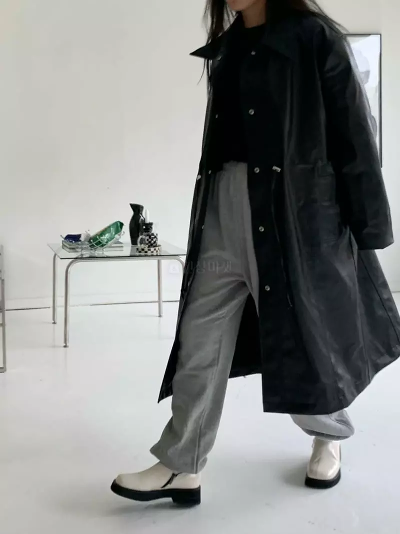 Alike - Korean Women Fashion - #womensfashion - Leather Long Coat - 7