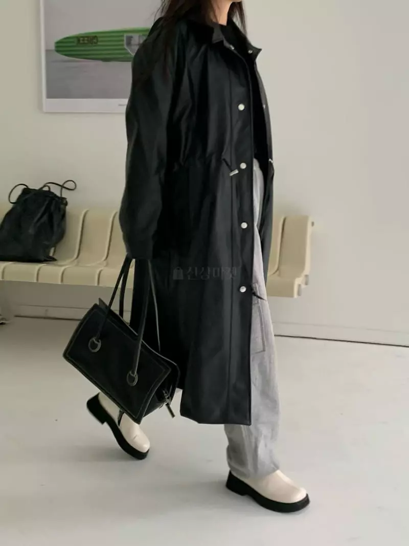 Alike - Korean Women Fashion - #womensfashion - Leather Long Coat - 9
