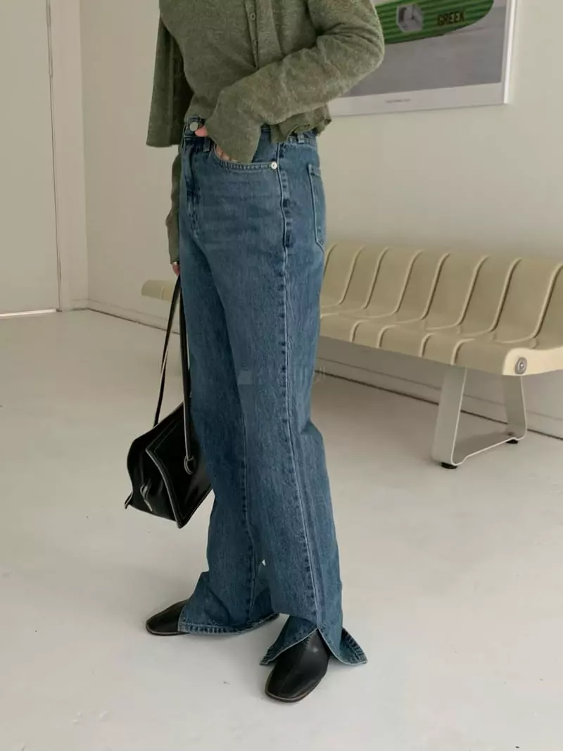 Alike - Korean Women Fashion - #womensfashion - Slit Long Jeans - 10
