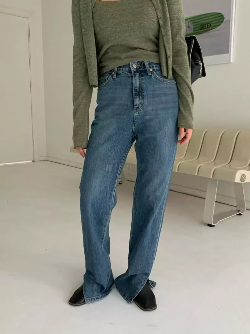 Alike - Korean Women Fashion - #womensfashion - Slit Long Jeans - 2