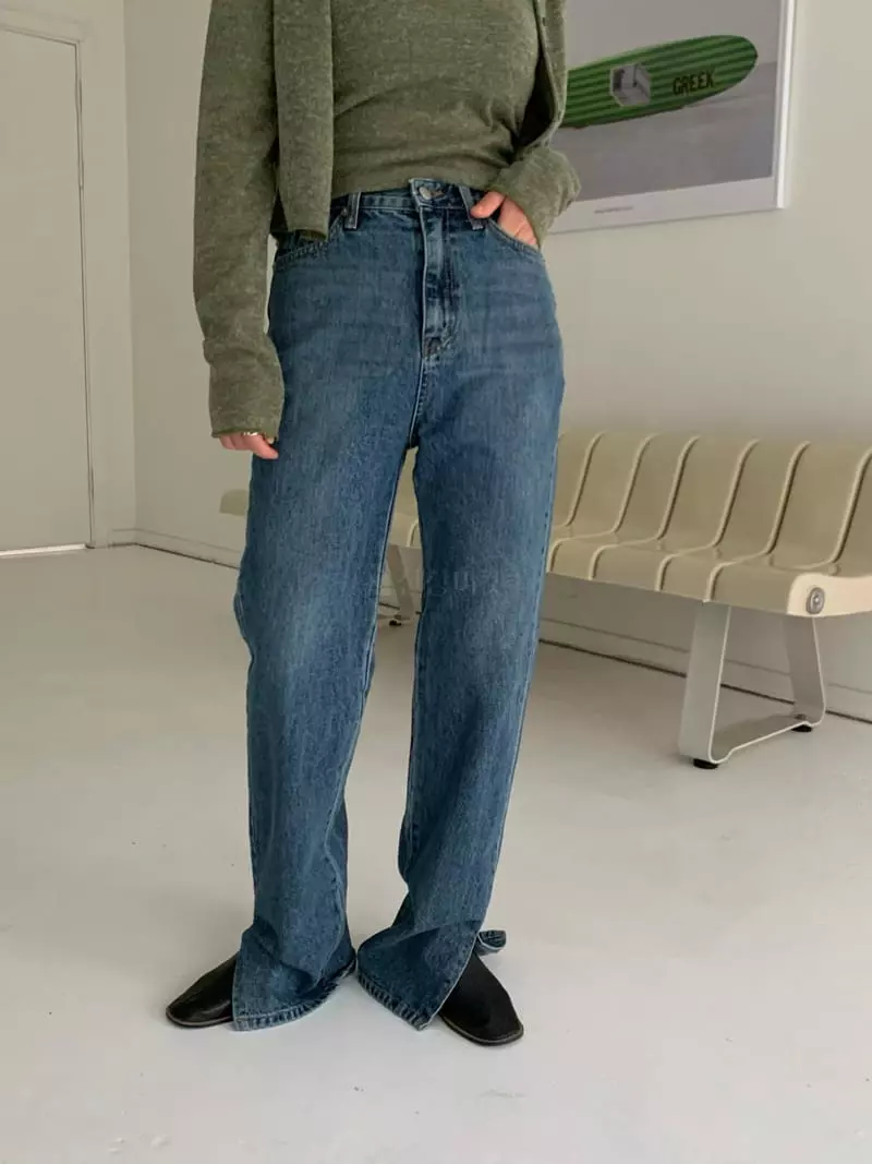 Alike - Korean Women Fashion - #momslook - Slit Long Jeans - 4