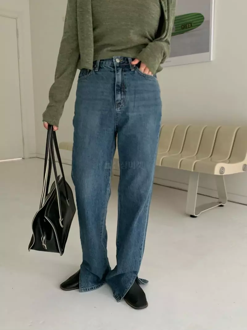 Alike - Korean Women Fashion - #womensfashion - Slit Long Jeans - 8