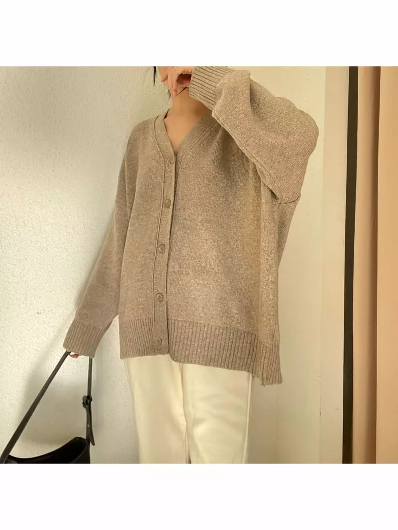 All Vibe - Korean Women Fashion - #momslook - Lamps Over Fit Knit Cardigan - 9