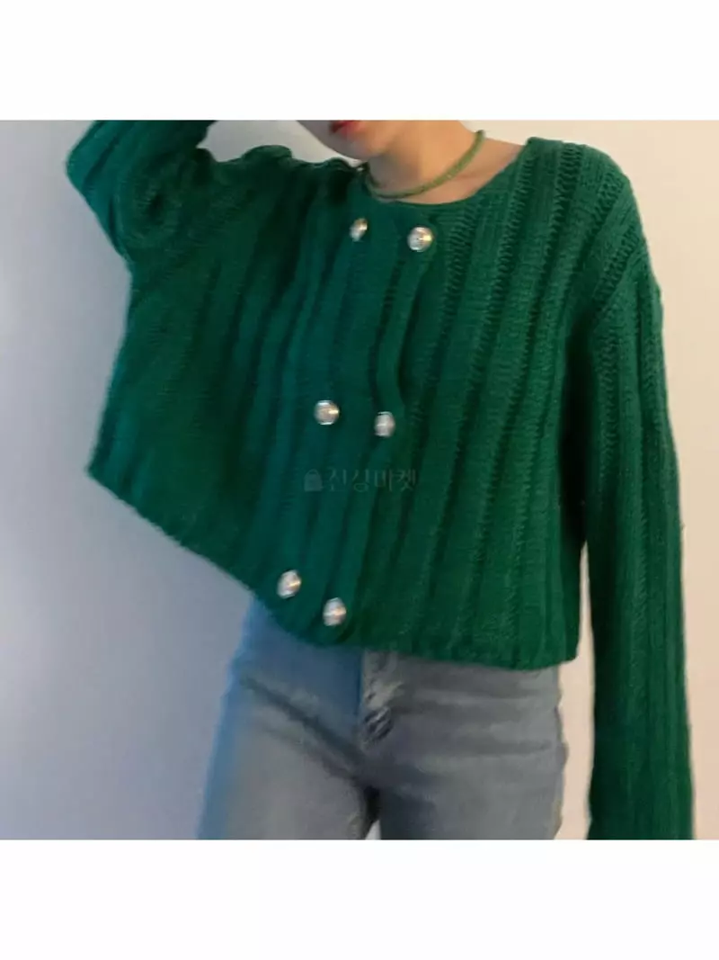 All Vibe - Korean Women Fashion - #momslook - Double Gold Knit Cardigan - 9
