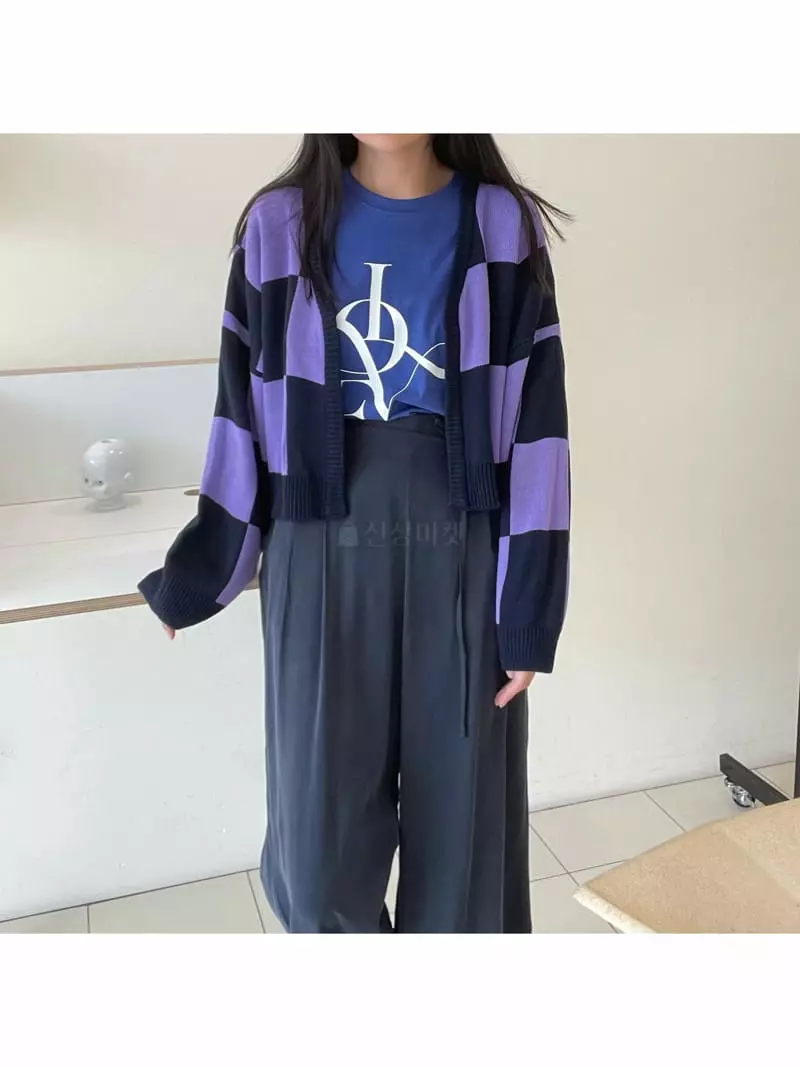 All Vibe - Korean Women Fashion - #momslook - Checker Robe Cardigan - 10