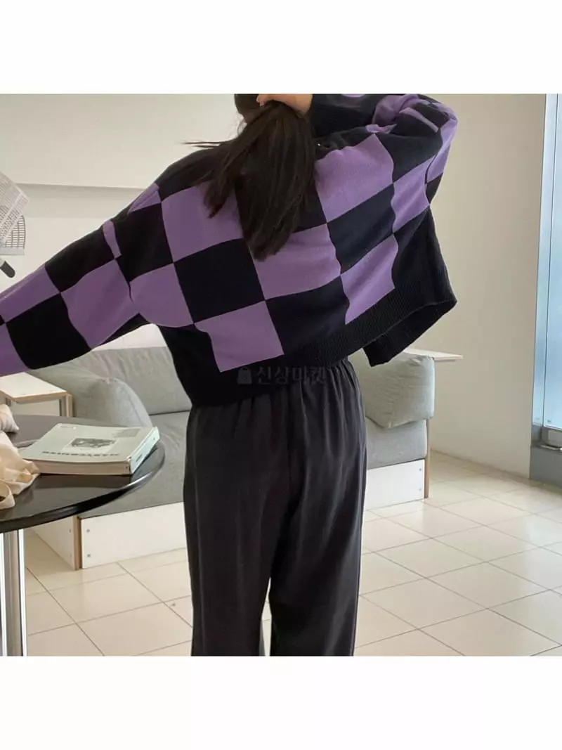 All Vibe - Korean Women Fashion - #momslook - Checker Robe Cardigan - 12