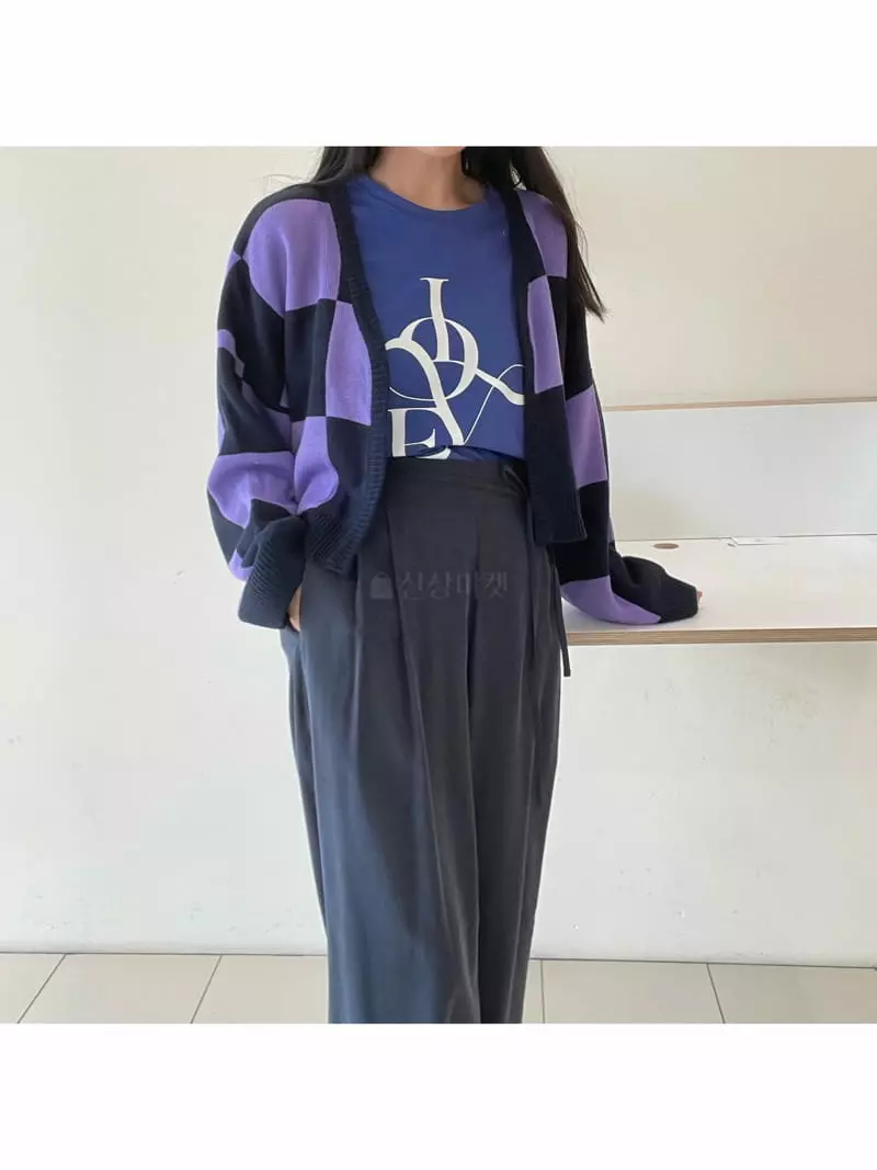 All Vibe - Korean Women Fashion - #momslook - Checker Robe Cardigan - 8