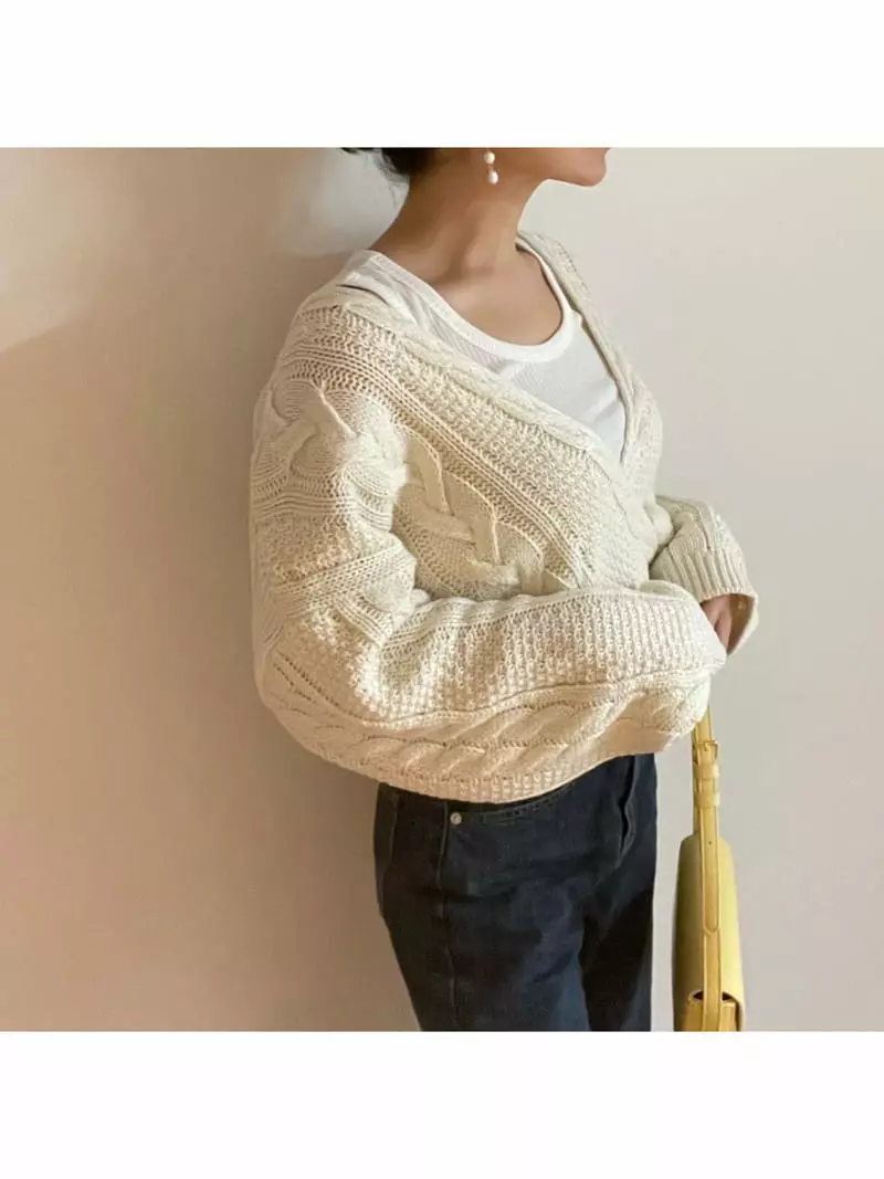 All Vibe - Korean Women Fashion - #restrostyle - Twist Cardigna - 4