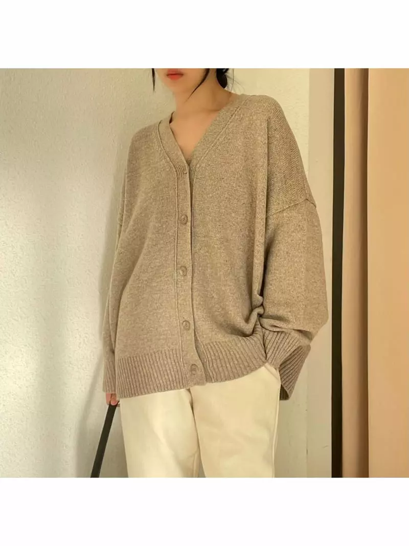 All Vibe - Korean Women Fashion - #thelittlethings - Lamps Over Fit Knit Cardigan - 8