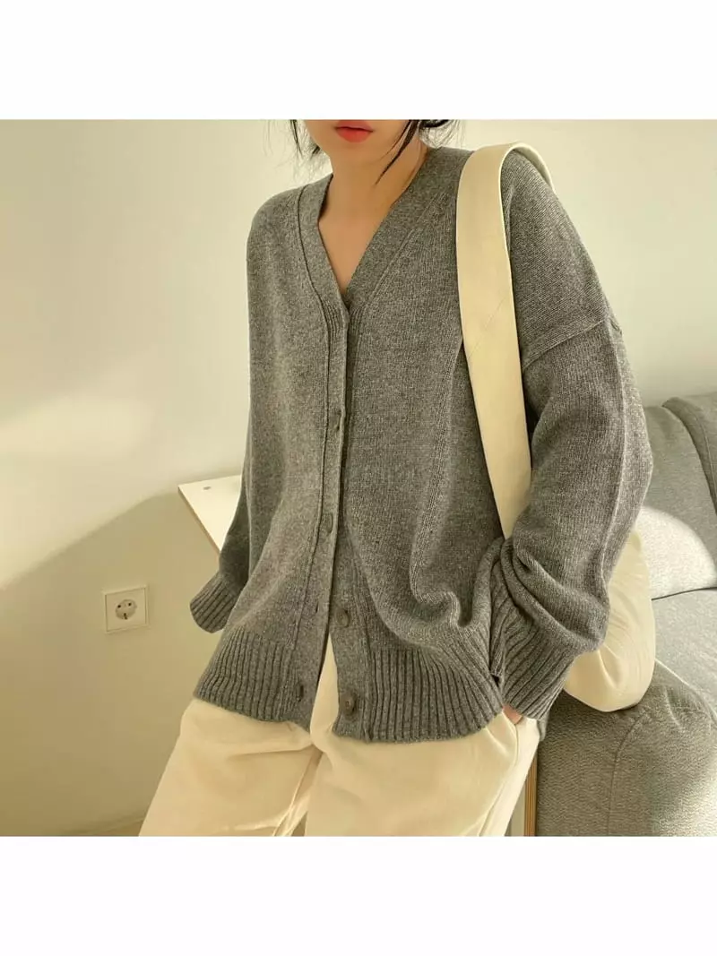 All Vibe - Korean Women Fashion - #vintageinspired - Lamps Over Fit Knit Cardigan