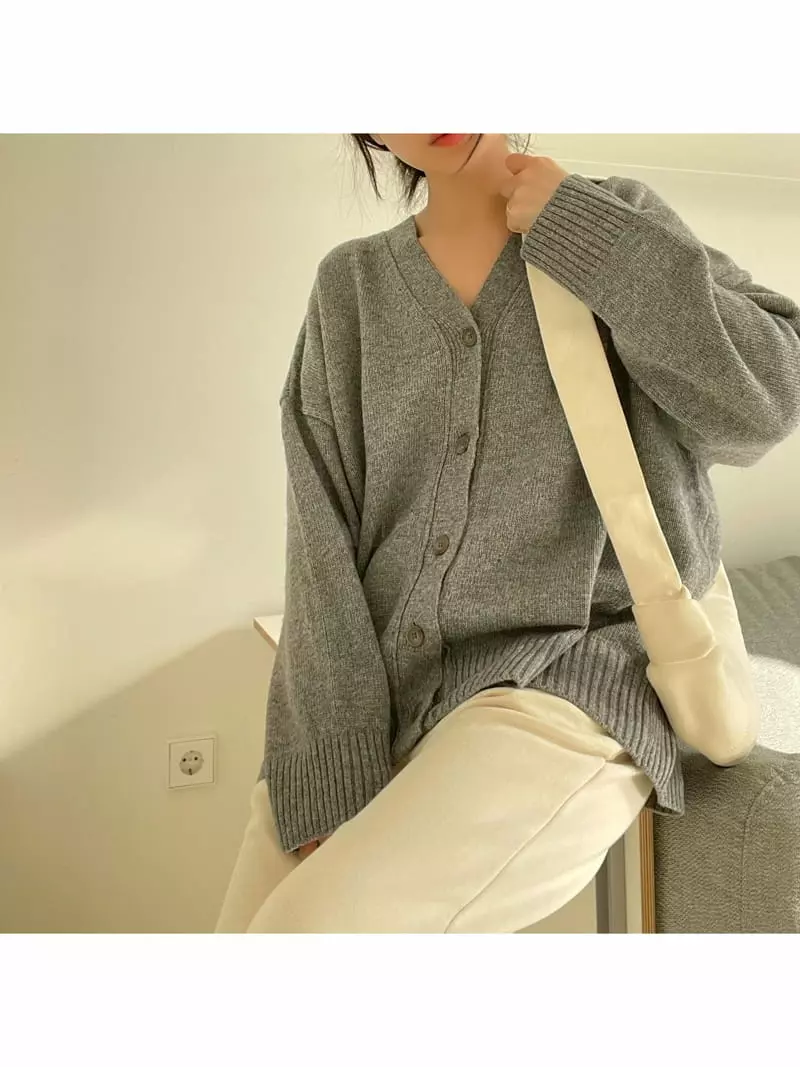 All Vibe - Korean Women Fashion - #vintagekidsstyle - Lamps Over Fit Knit Cardigan - 2