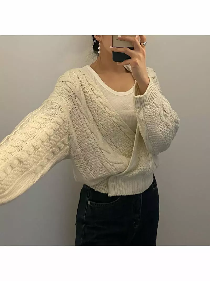 All Vibe - Korean Women Fashion - #vintagekidsstyle - Twist Cardigna
