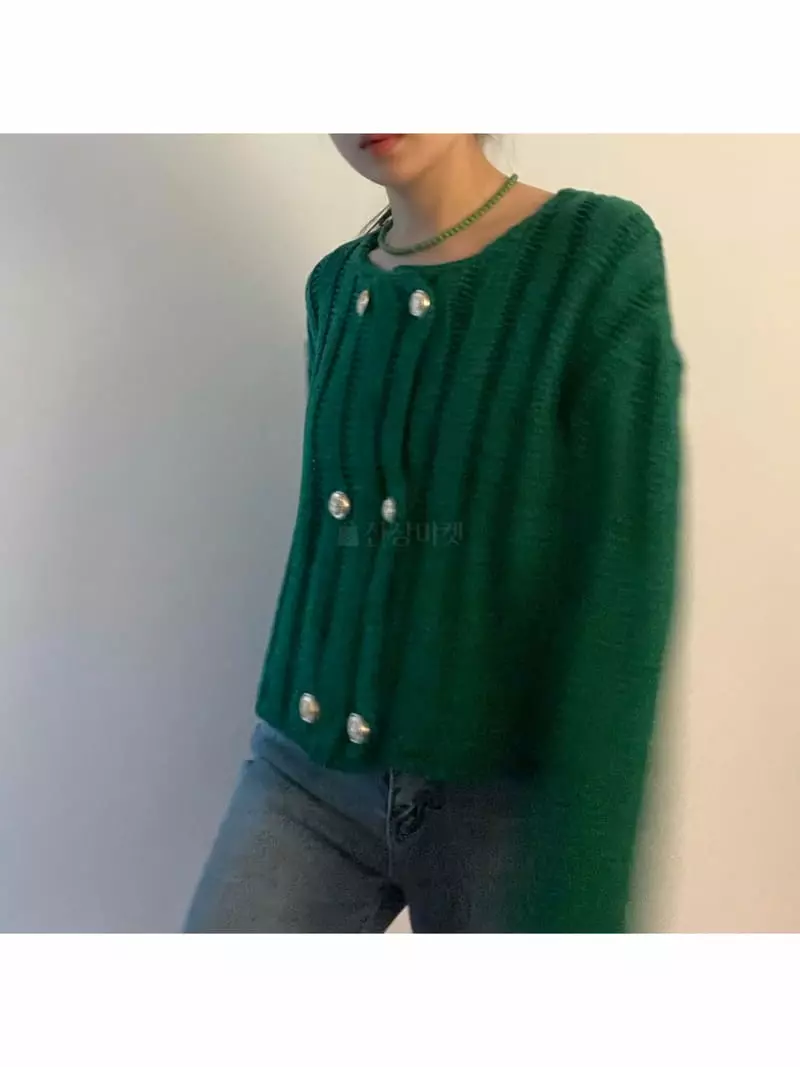 All Vibe - Korean Women Fashion - #womensfashion - Double Gold Knit Cardigan - 10