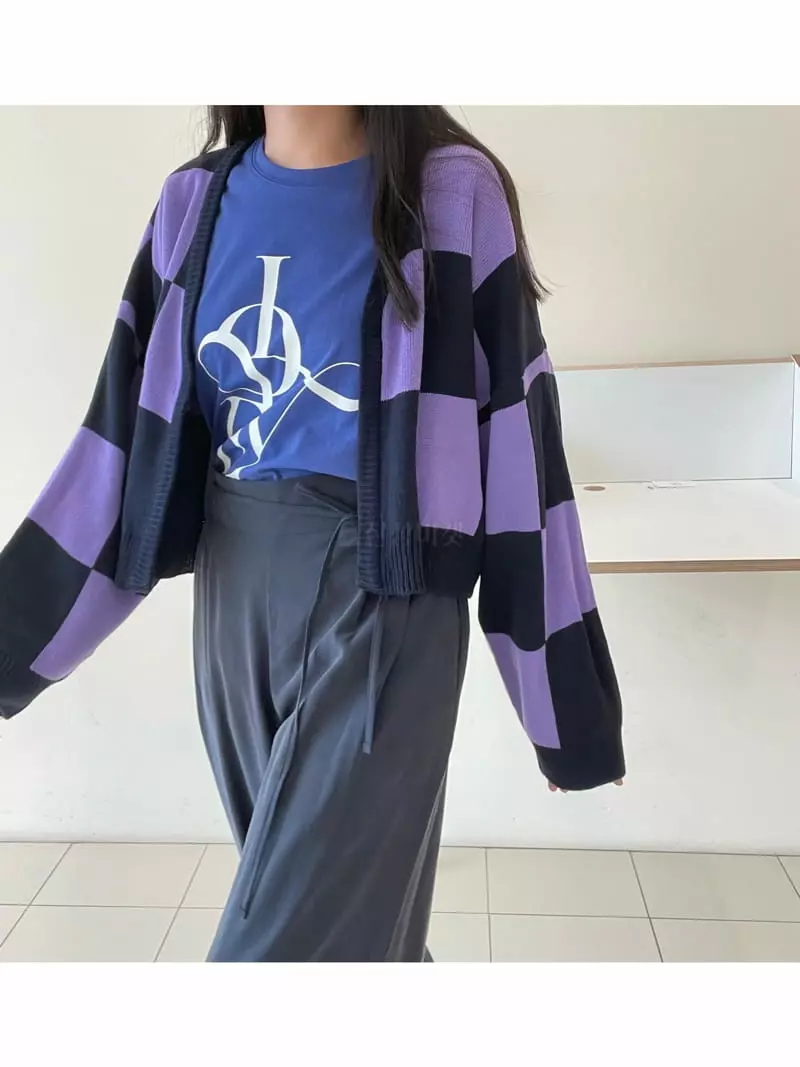 All Vibe - Korean Women Fashion - #womensfashion - Checker Robe Cardigan - 11