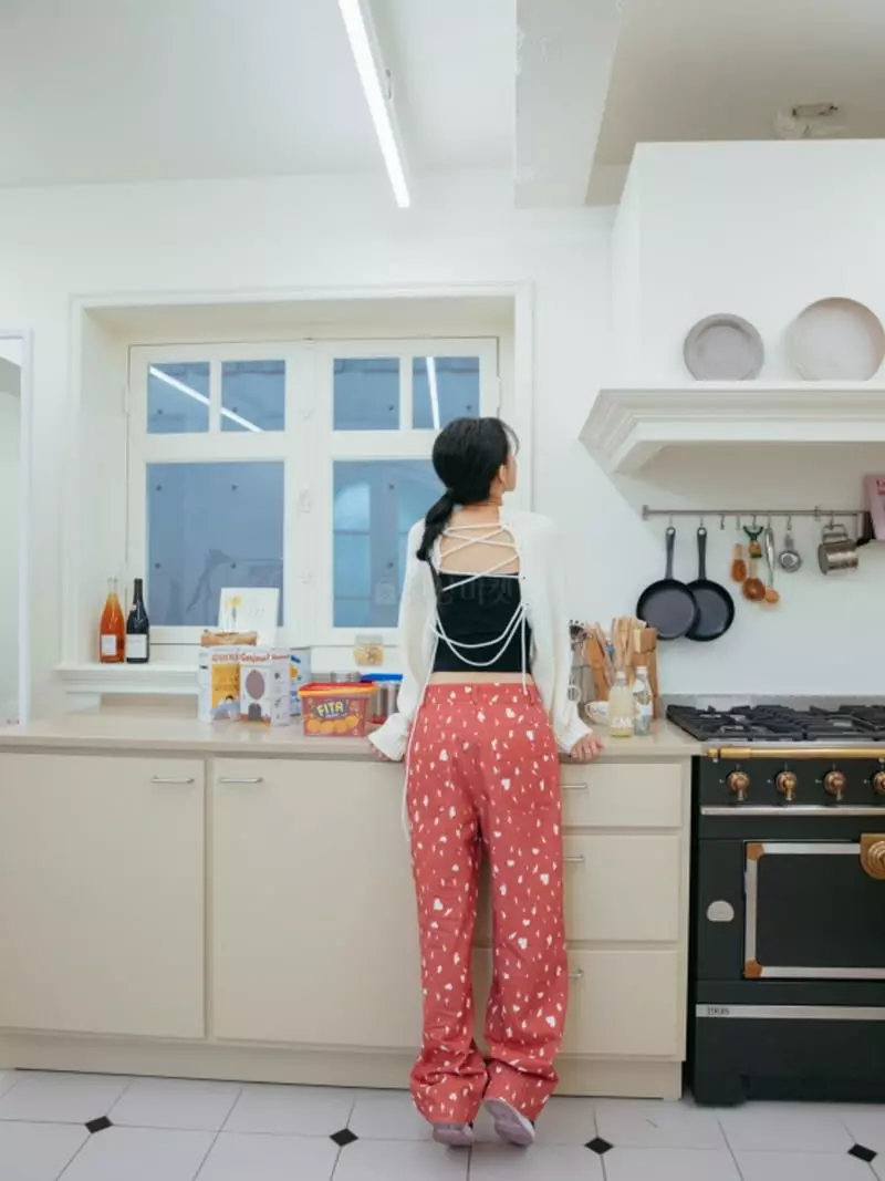 Almond Pepe - Korean Women Fashion - #momslook - Heart Pants - 2