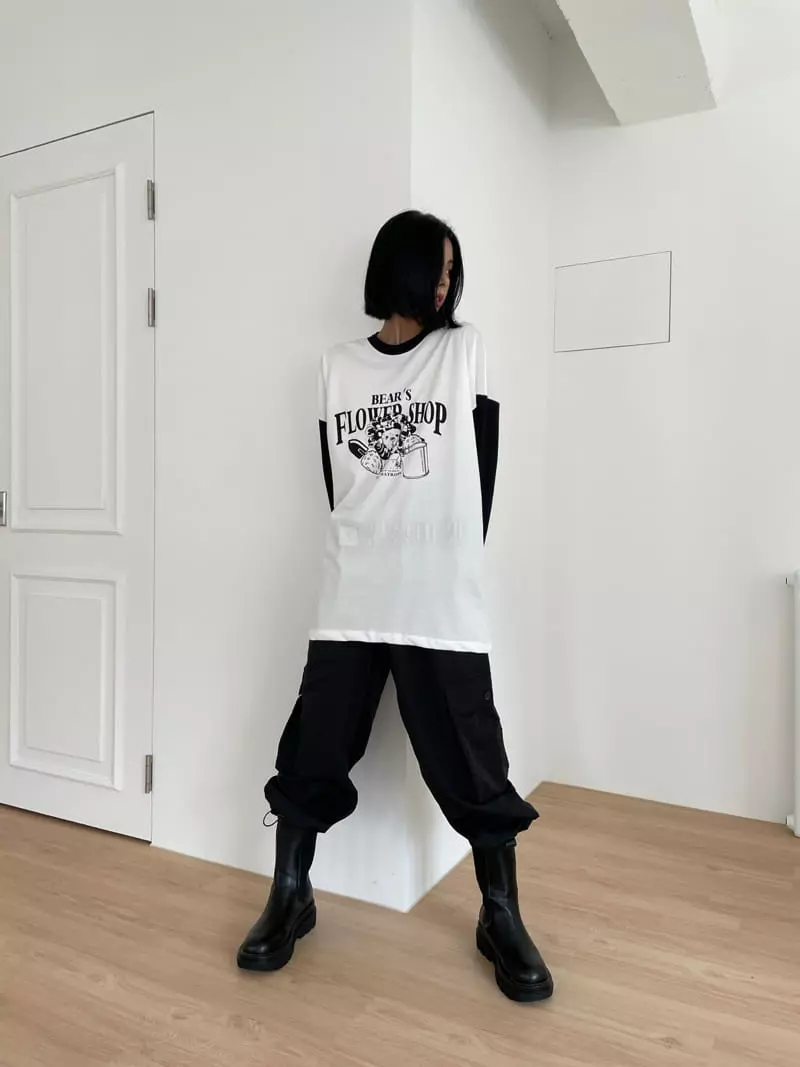 Almond Pepe - Korean Women Fashion - #momslook - Flo Bear Tee - 2