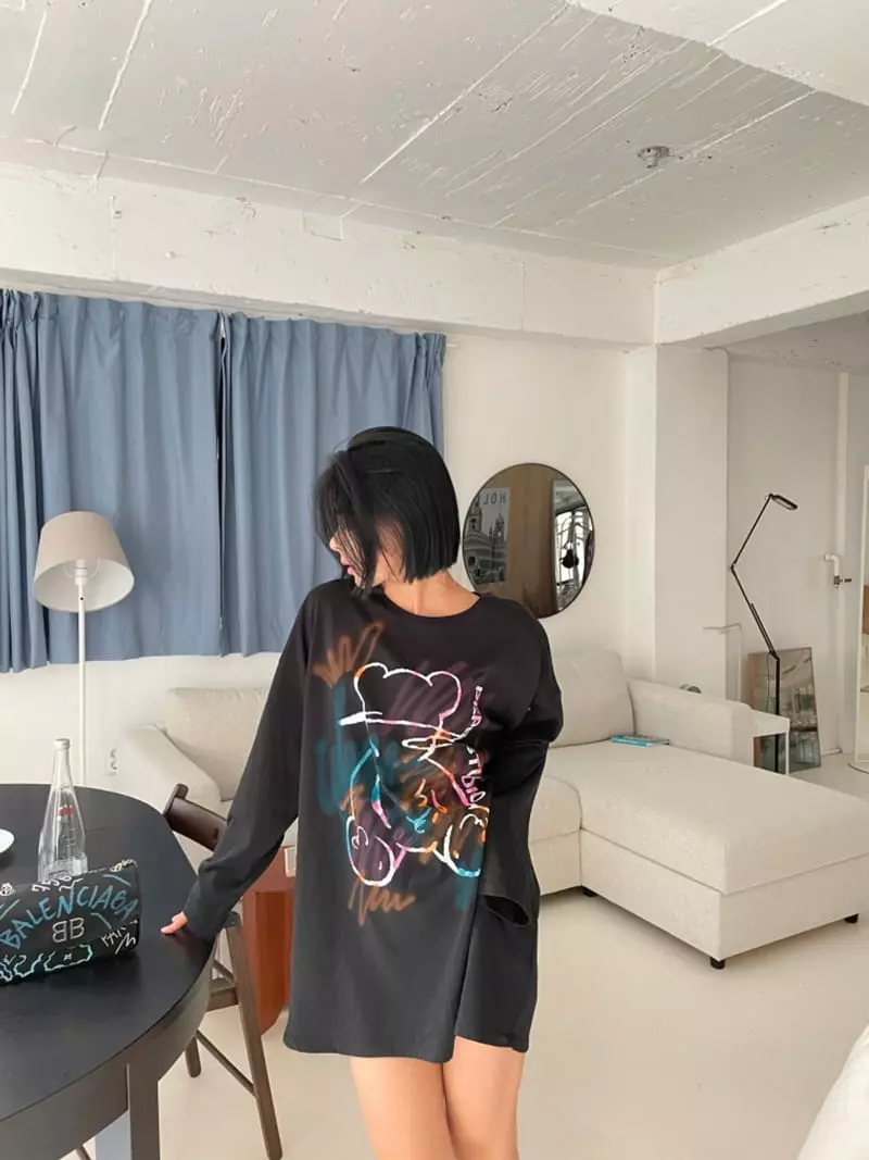 Almond Pepe - Korean Women Fashion - #momslook - Pepe Bear Tee