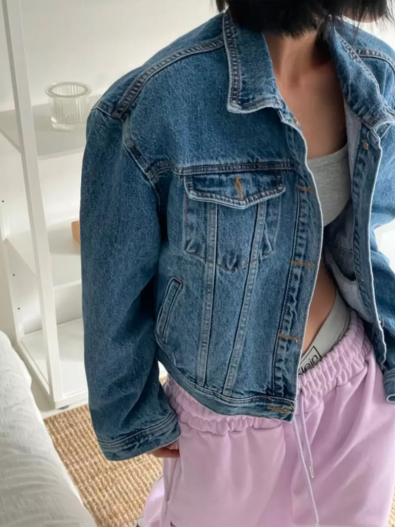 Almond Pepe - Korean Women Fashion - #momslook - Basic Denim Jacket