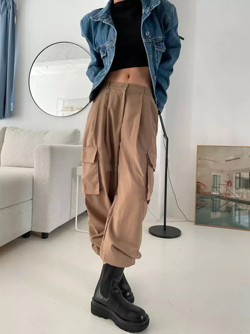 Almond Pepe - Korean Women Fashion - #restrostyle - Cargo Pants - 5
