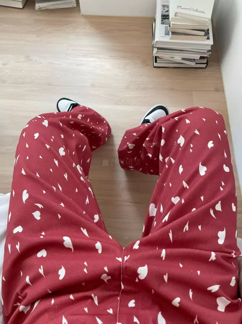 Almond Pepe - Korean Women Fashion - #shopsmall - Heart Pants - 10