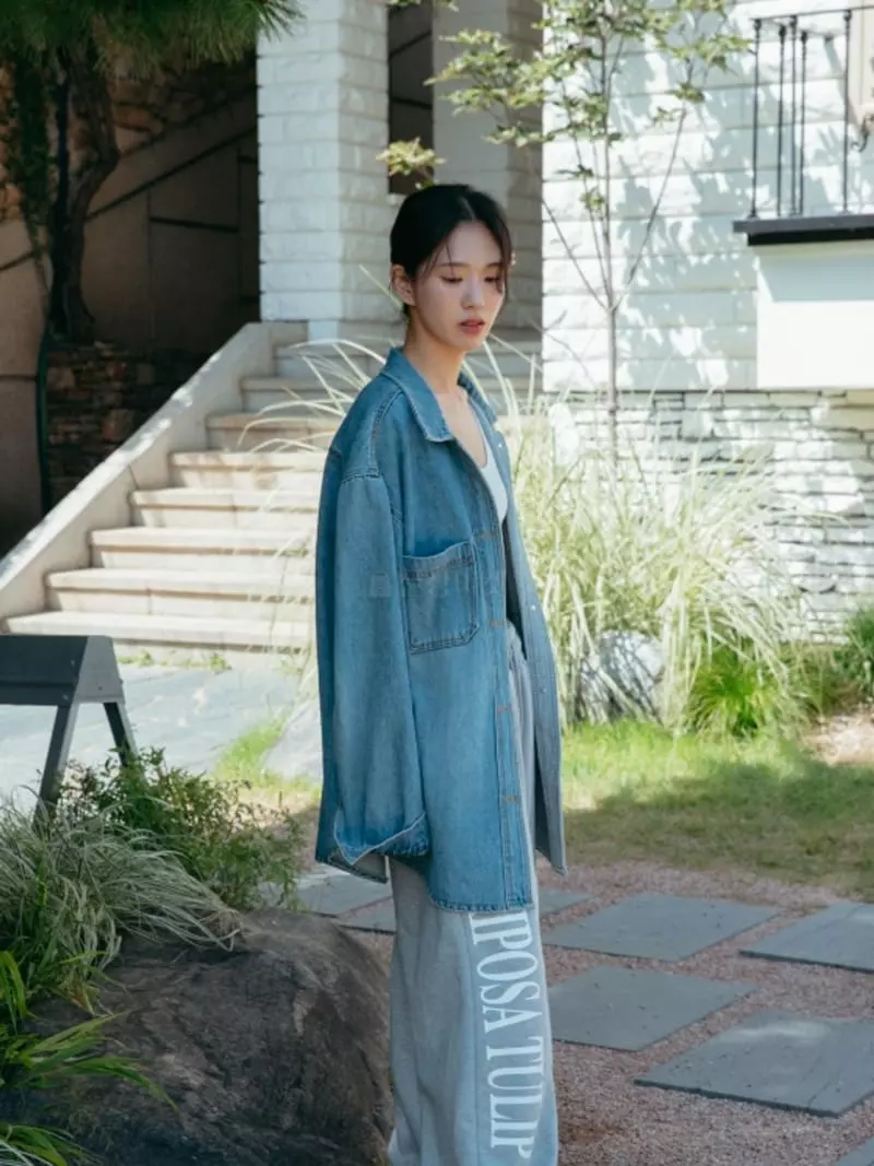 Almond Pepe - Korean Women Fashion - #womensfashion - Haper Denim Jacket Shirt