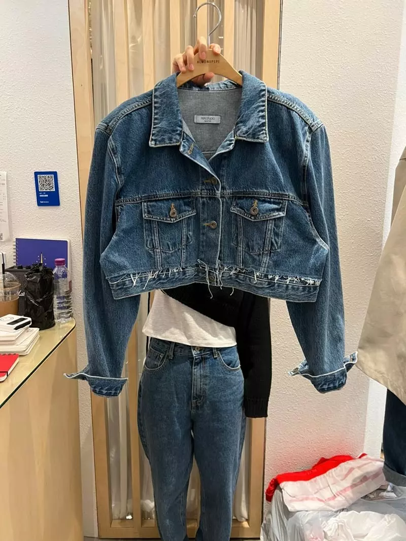 Almond Pepe - Korean Women Fashion - #womensfashion - Denim Crop Jacket - 10
