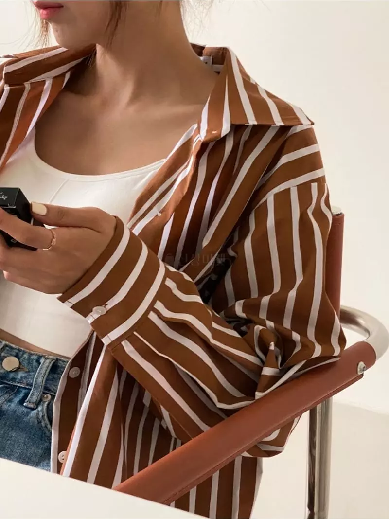 Analog Beige - Korean Women Fashion - #momslook - Pad Shirt - 6