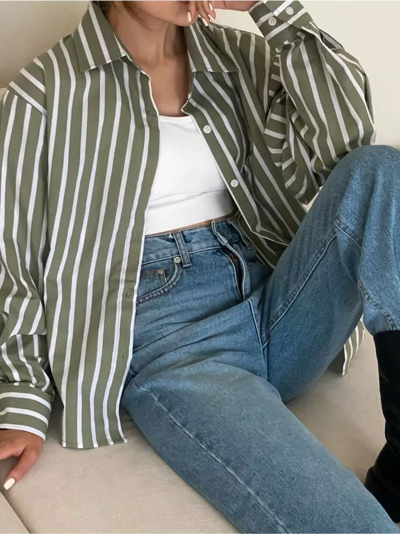 Analog Beige - Korean Women Fashion - #momslook - Pad Shirt - 8