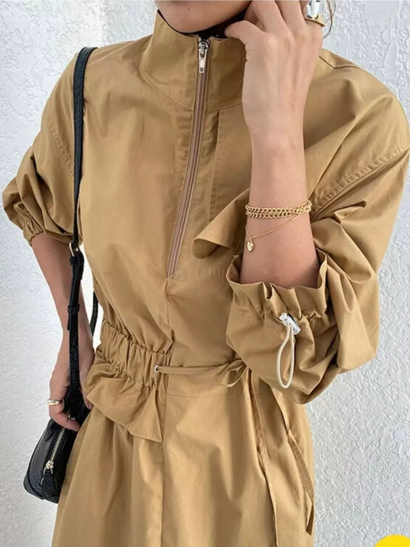 Analog Beige - Korean Women Fashion - #momslook - Trench One-piece - 6