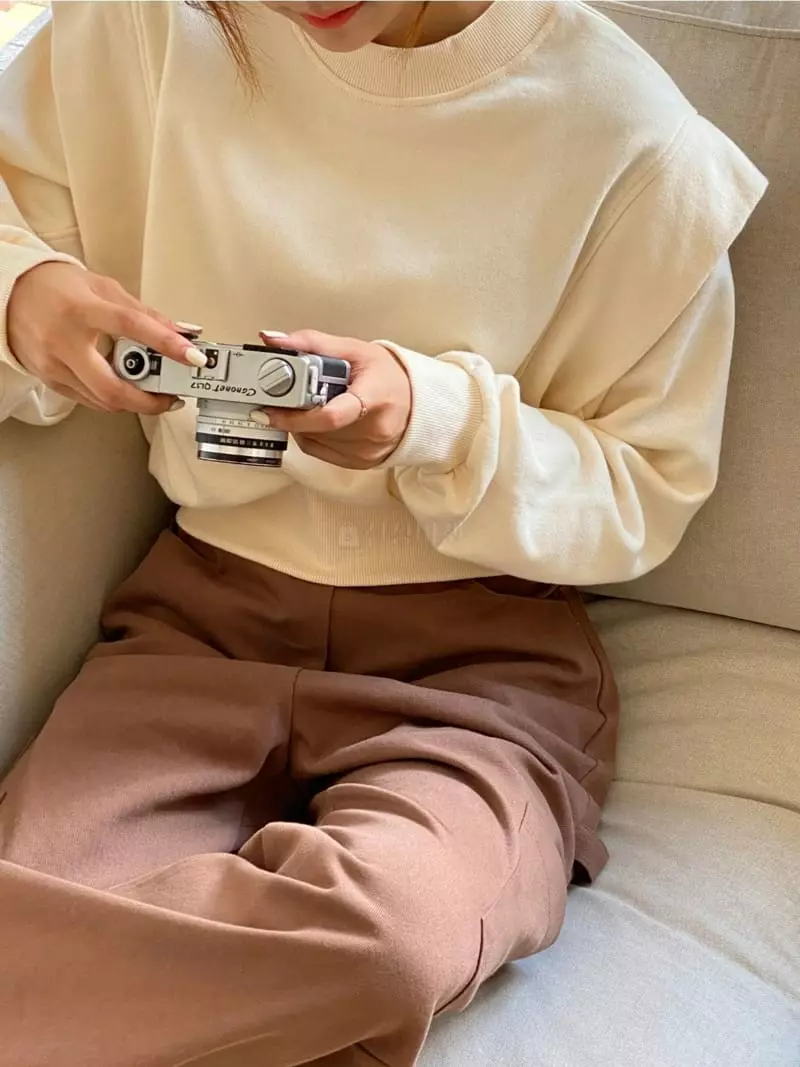 Analog Beige - Korean Women Fashion - #momslook - Slit Sweatshirt - 6
