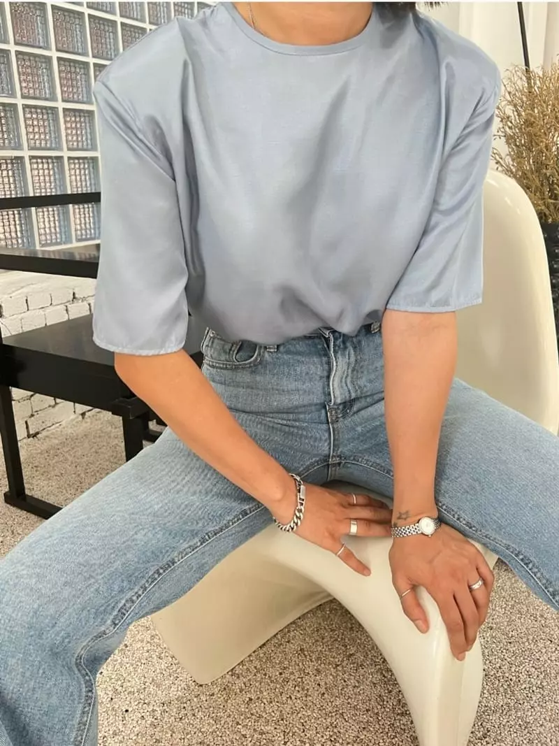 Analog Beige - Korean Women Fashion - #momslook - Silk Pad Tee - 10