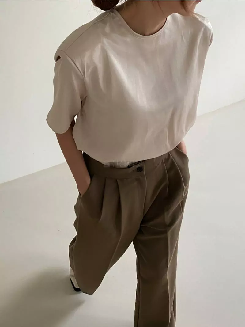 Analog Beige - Korean Women Fashion - #momslook - Silk Pad Tee - 6