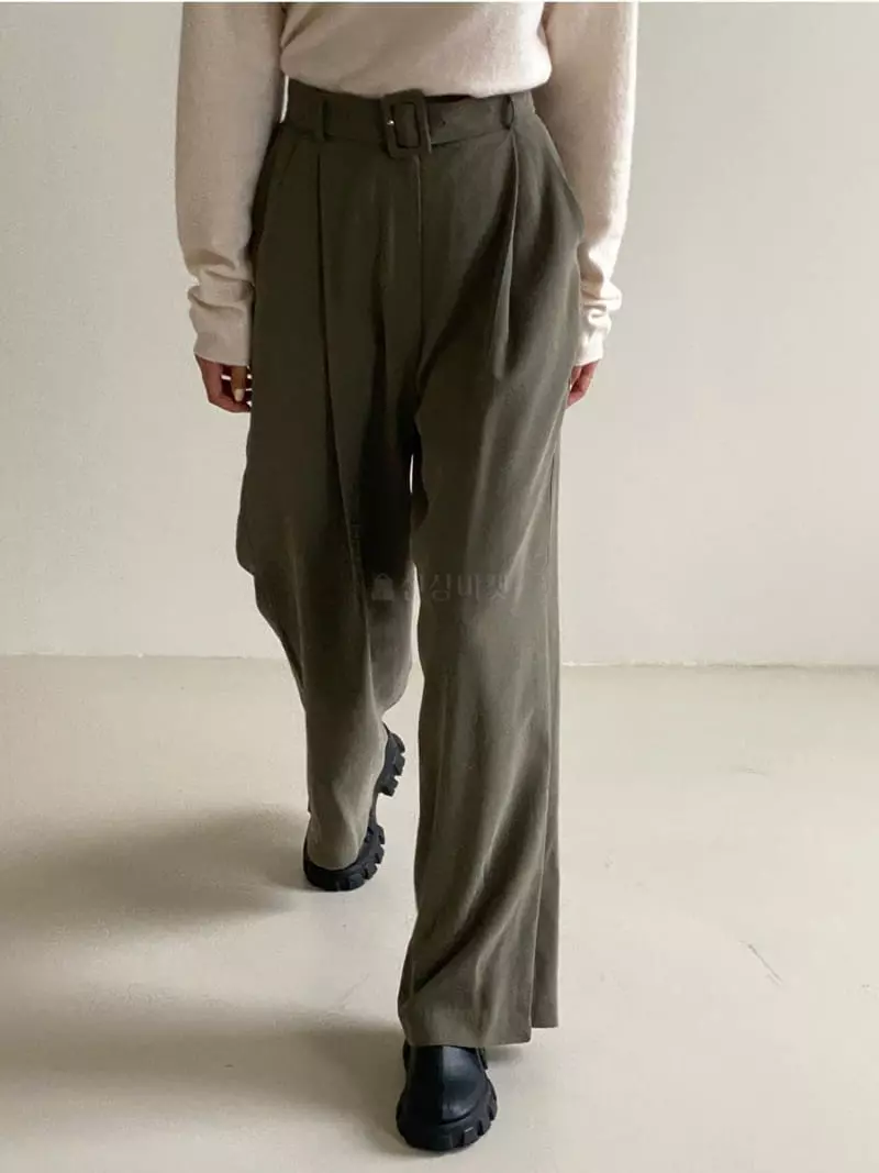Analog Beige - Korean Women Fashion - #womensfashion - Belt Pants - 4