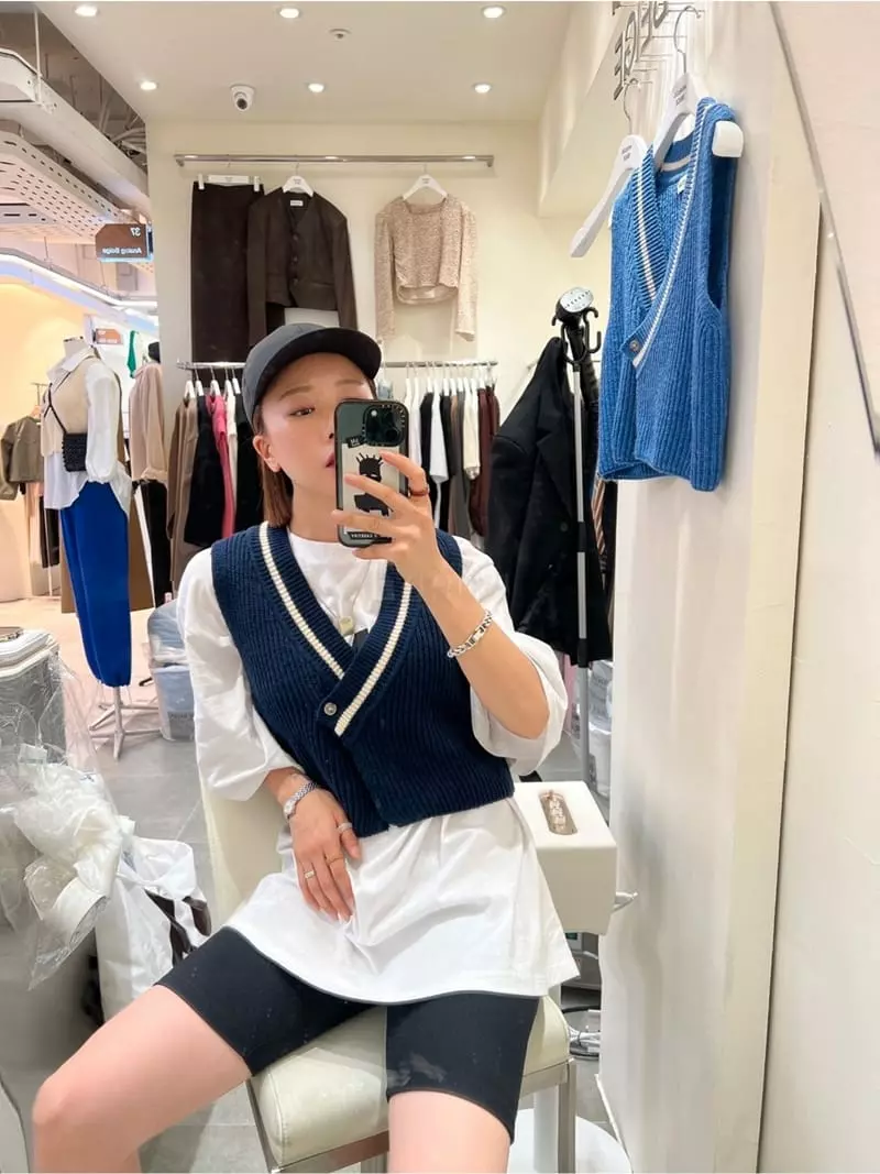 Analog Beige - Korean Women Fashion - #momslook - Color Open Vest - 3