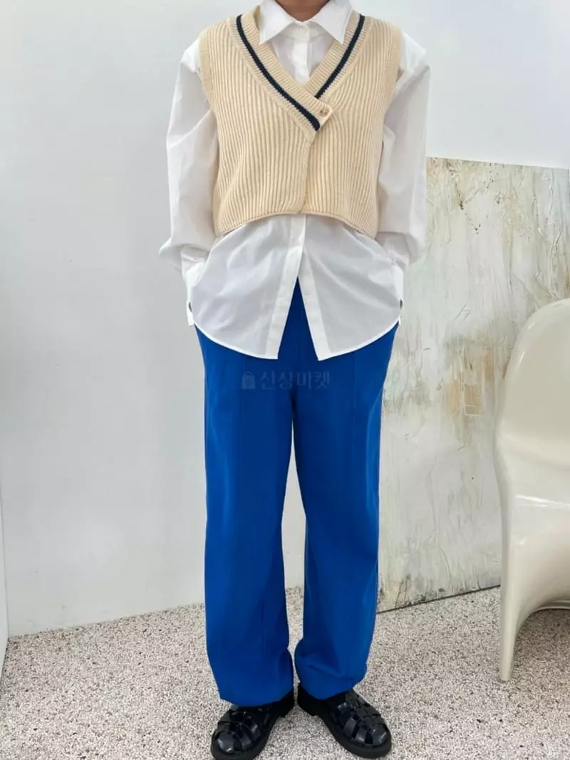 Analog Beige - Korean Women Fashion - #momslook - Color Open Vest - 5