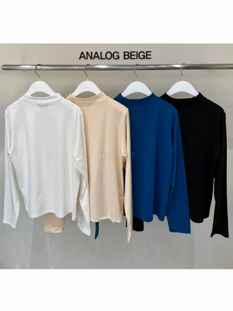 Analog Beige - Korean Women Fashion - #momslook - Half Turtleneck Tee - 4