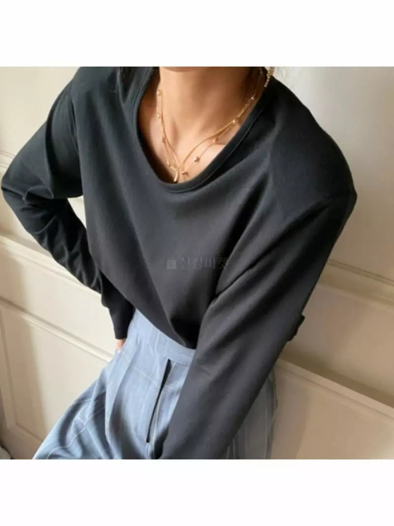 Analog Beige - Korean Women Fashion - #momslook - Modal Tee - 2