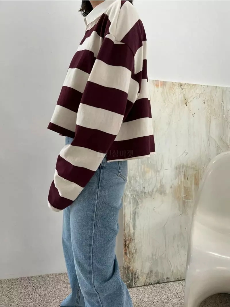 Analog Beige - Korean Women Fashion - #momslook - Strieps Rugby Tee - 9