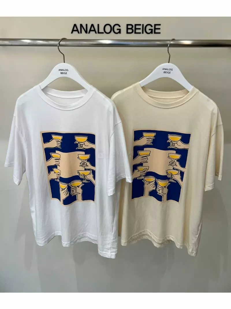 Analog Beige - Korean Women Fashion - #momslook - Paint Short Sleeves Tee - 8