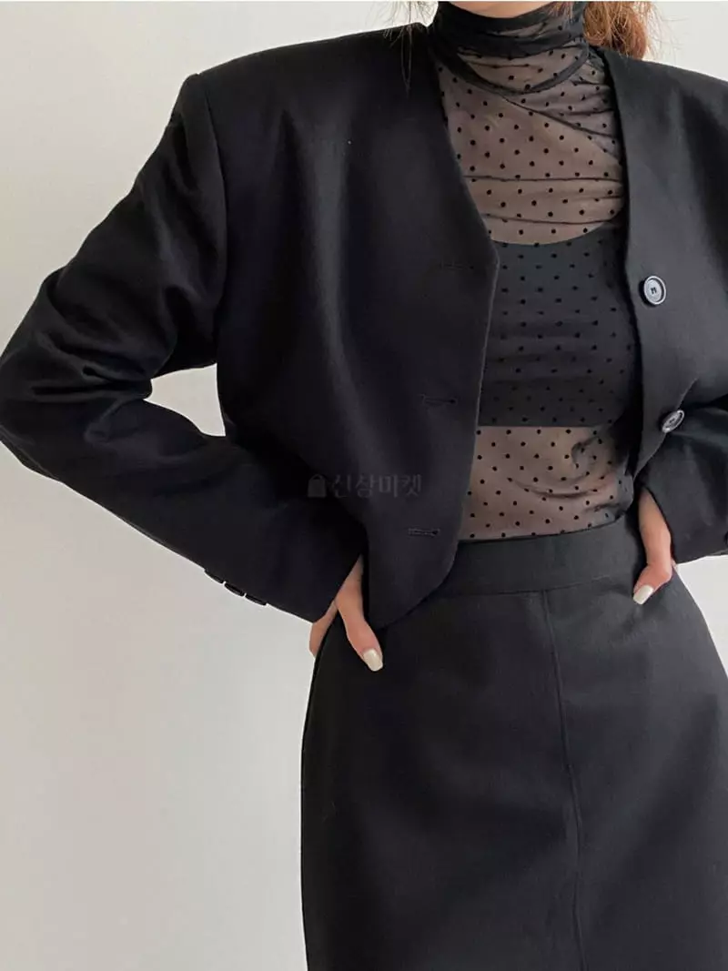Analog Beige - Korean Women Fashion - #pursuepretty - Dot Mesh Turtleneck Tee - 5
