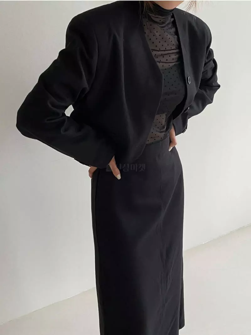 Analog Beige - Korean Women Fashion - #restrostyle - Herringbone No Collar Jacket
