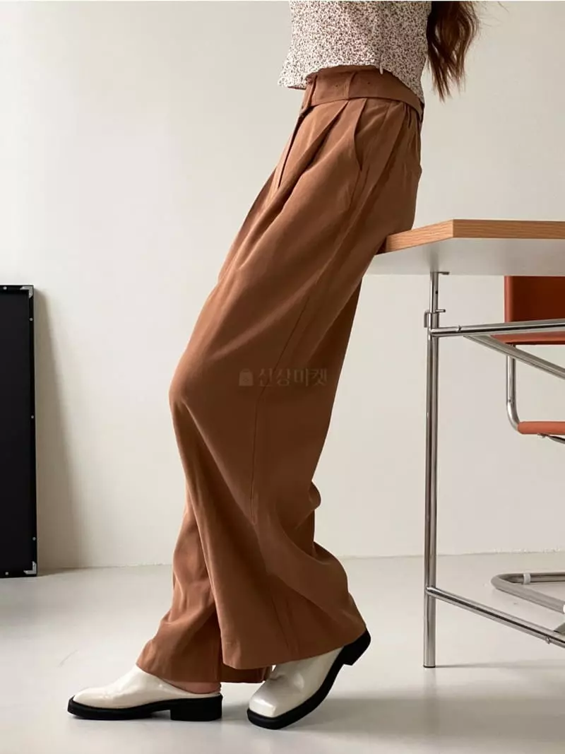 Analog Beige - Korean Women Fashion - #restrostyle - Belt Pants - 11