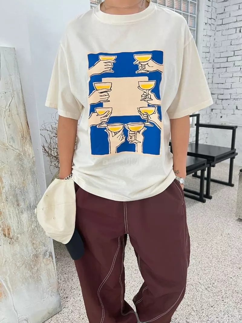 Analog Beige - Korean Women Fashion - #restrostyle - Paint Short Sleeves Tee - 3